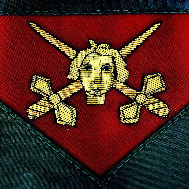 15th Degree Scottish Rite Apron - Red & Green with Gold Bullion Enbroidery - Bricks Masons
