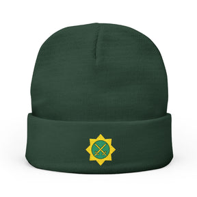 Red Cross of Babylone Beanie - Knit Embroidery Emblem - Bricks Masons