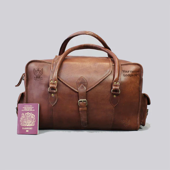 33rd Degree Scottish Rite Travel Bag - Wings Up Handmade Genuine Leather - Bricks Masons