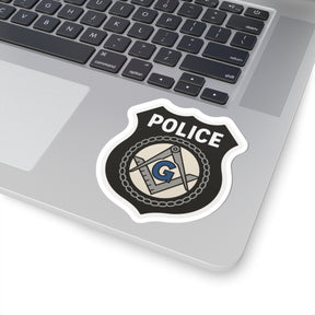 Master Mason Blue Lodge Sticker Decal - Kiss-Cut Police Badge - Bricks Masons