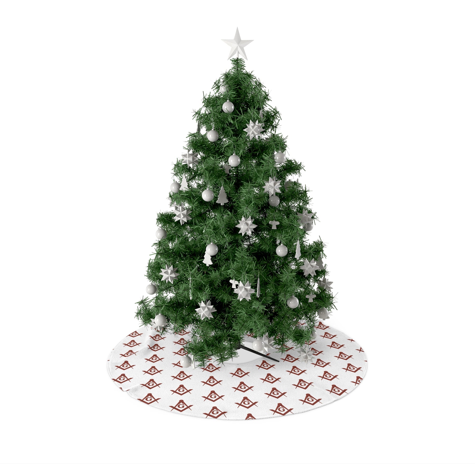 Master Mason Blue Lodge Christmas Tree Skirt - Festive Square & Compass G - Bricks Masons
