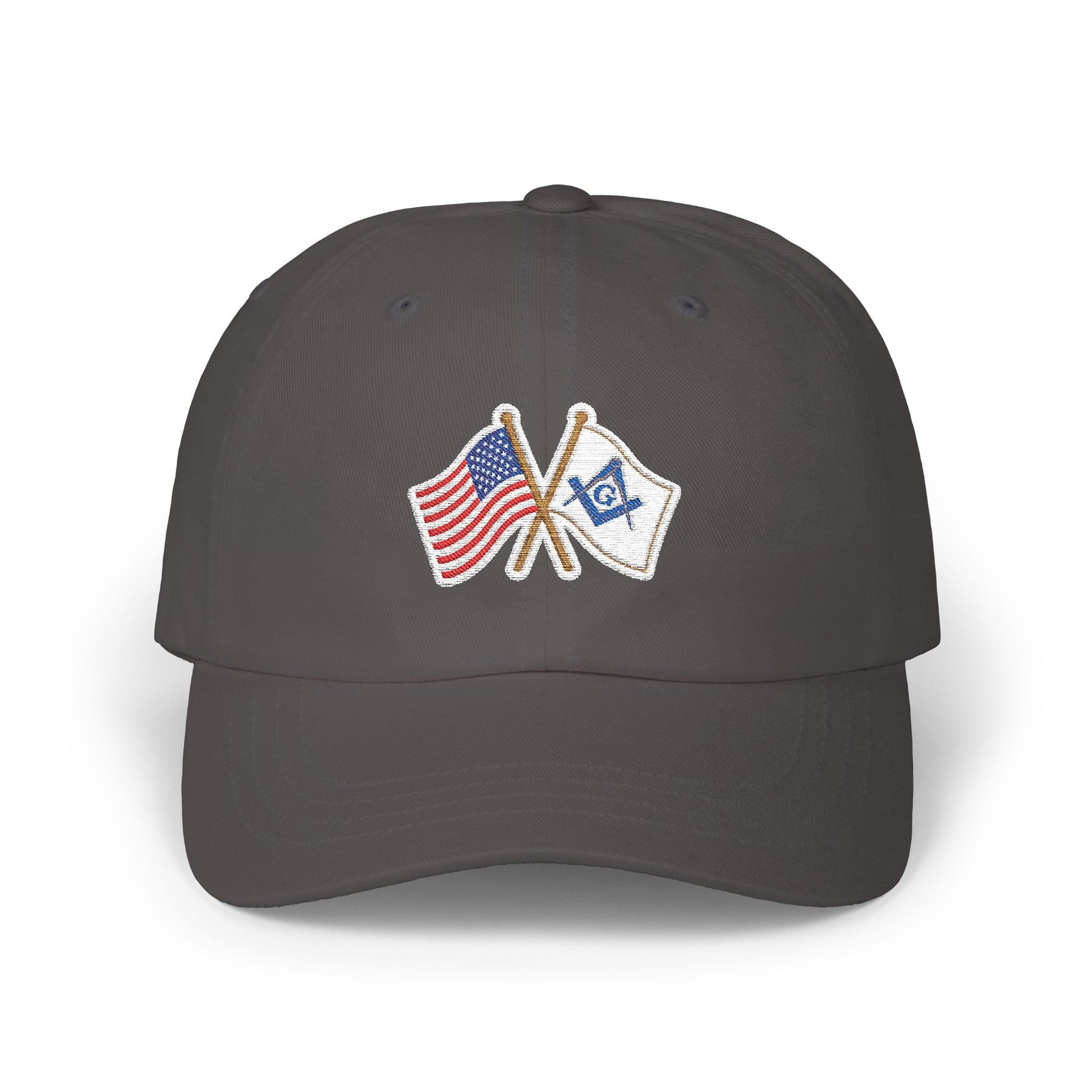 Master Mason Blue Lodge Baseball Cap - Cotton Various Colors Crossed Flags - Bricks Masons