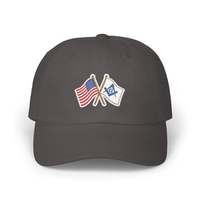Master Mason Blue Lodge Baseball Cap - Cotton Various Colors Crossed Flags - Bricks Masons