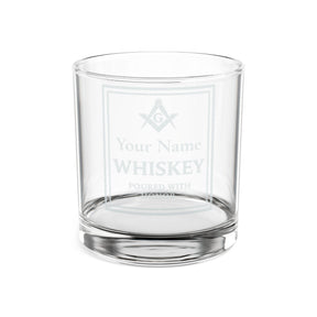 Master Mason Blue Lodge Whiskey Glass - Poured with Honor S&C G with Personalization - Bricks Masons