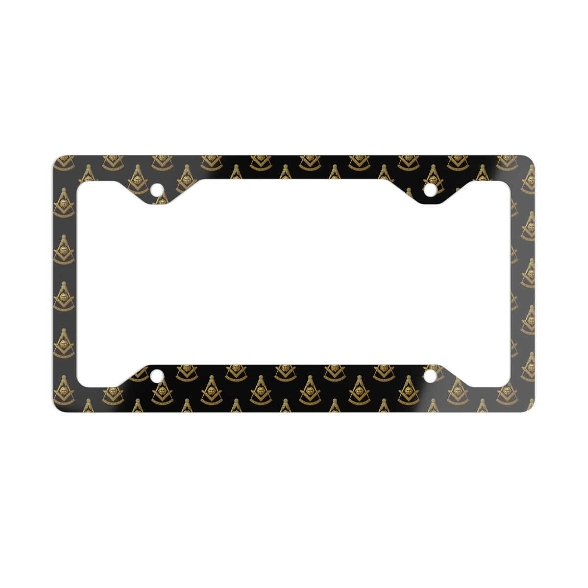 Past Master Blue Lodge License Plate Frame - Square & Compass with Quadrant Sun Pattern - Bricks Masons