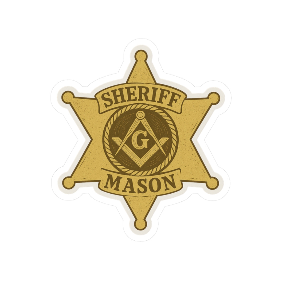 Master Mason Blue Lodge Sticker Decal - Kiss-Cut Sheriff Star - Bricks Masons