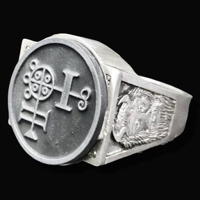 Demon Ring 10 PRESIDENT BUER 72 Demons Lesser Key of Solomon Goetia In Silver 2.2 cm x 1.8 cm 18 Gr Art 1788 - Bricks Masons