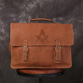 Master Mason Blue Lodge Briefcase - Handmade Leather