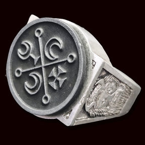 Demon Ring 69 MARQUES DECARABIA 72 Demons Lesser Key of Solomon Goetia In Silver 2.2 cm x 1.8 cm 18 Gr Art 1847 - Bricks Masons
