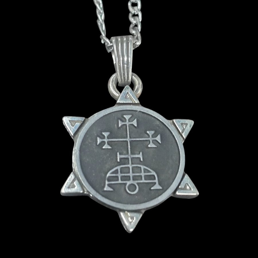 Demon Pendant 04 MARQUES SAMIGINA and Secret Seal of Solomon 72 Demons Lesser Key of Solomon Goetia In Silver 3 x 2.5 cm 12 Gr Art 1863 - Bricks Masons