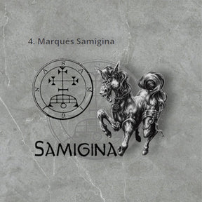 Demon Pendant 04 MARQUES SAMIGINA and Secret Seal of Solomon 72 Demons Lesser Key of Solomon Goetia In Silver 3 x 2.5 cm 12 Gr Art 1863 - Bricks Masons