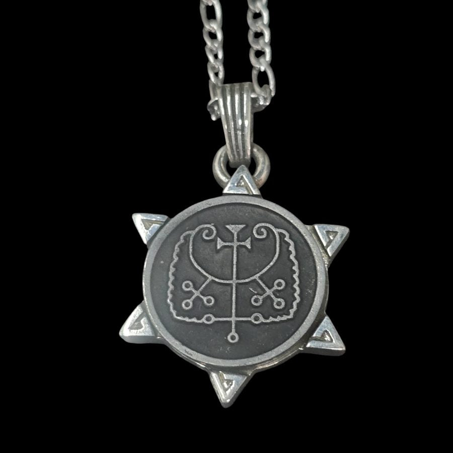 I wove the Demon 64 DUKE AURES and the Secret Seal of Solomon 72 Demons, Lesser Key of Solomon, Goetia, in Silver, 3 x 2.5 cm, 12 g, Art 1923 - Bricks Masons