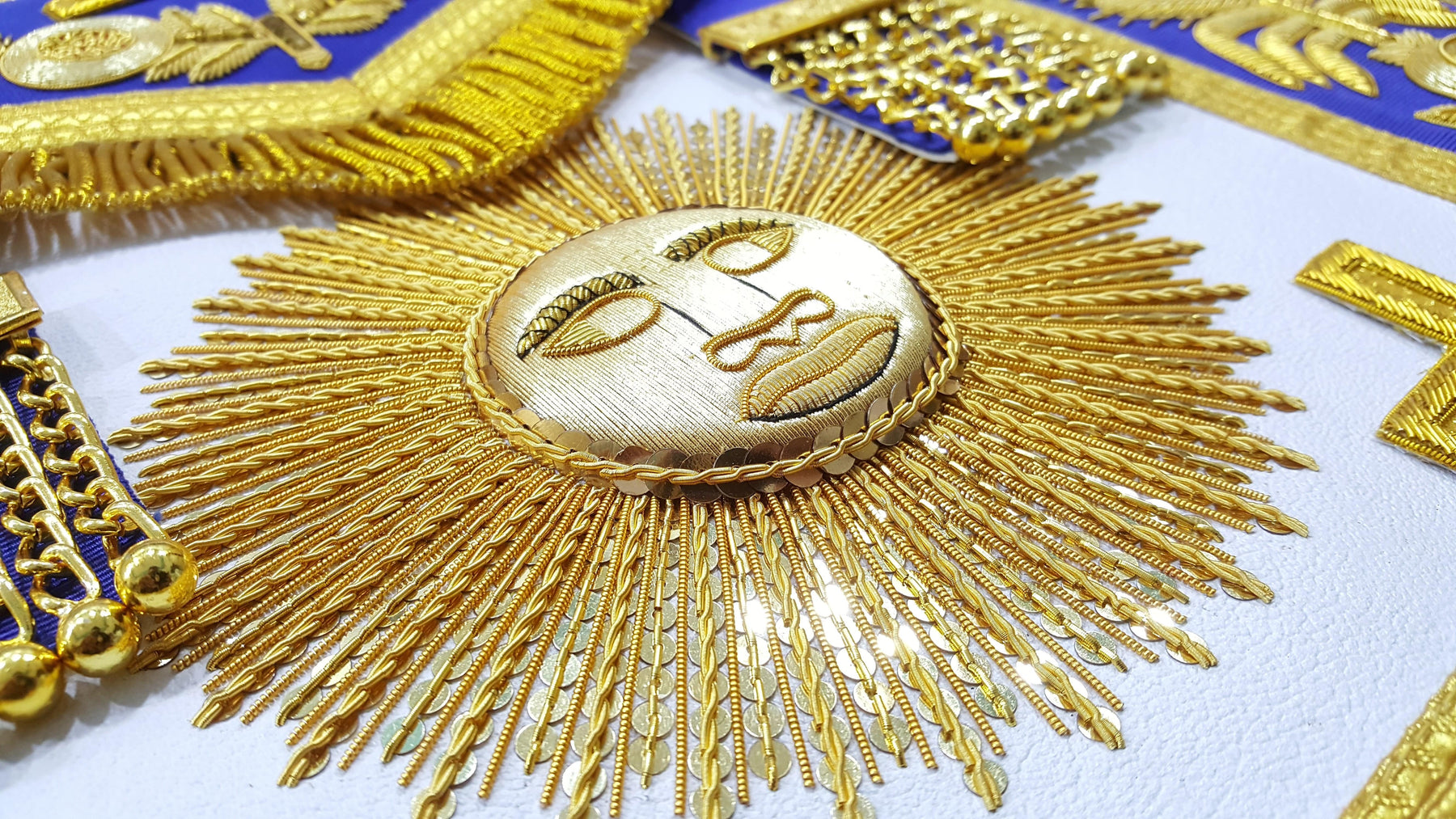 Past Grand Master Blue Lodge Apron - Gold Hand Embroidery