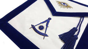 Past Master Blue Lodge California Regulation Apron - Blue with Bullion Hand Embroidery