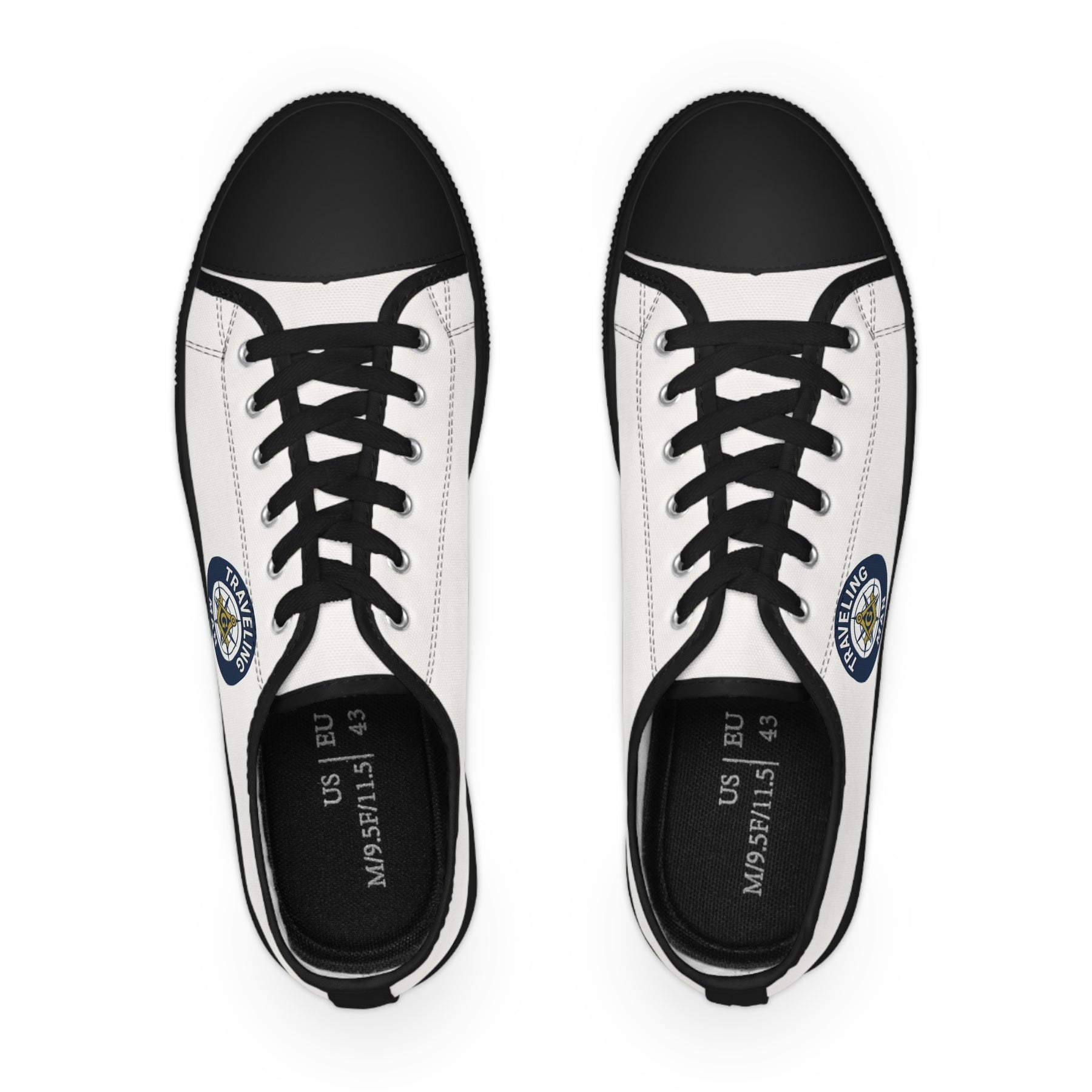 Master Mason Blue Lodge Sneaker - Low Top Sneaker Black & White Traveling Mason - Bricks Masons