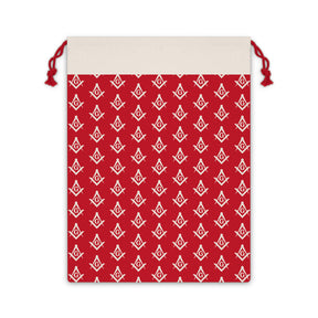 Master Mason Blue Lodge Gift Bag - Square & Compass G Emblem Tiled Print - Bricks Masons