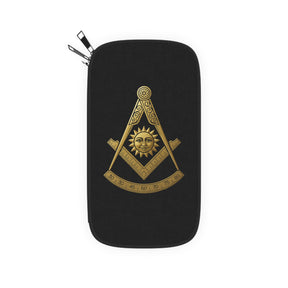 Past Master Blue Lodge Passport Wallet - Gold S&C With Shoulder & Wrist Strap - Bricks Masons