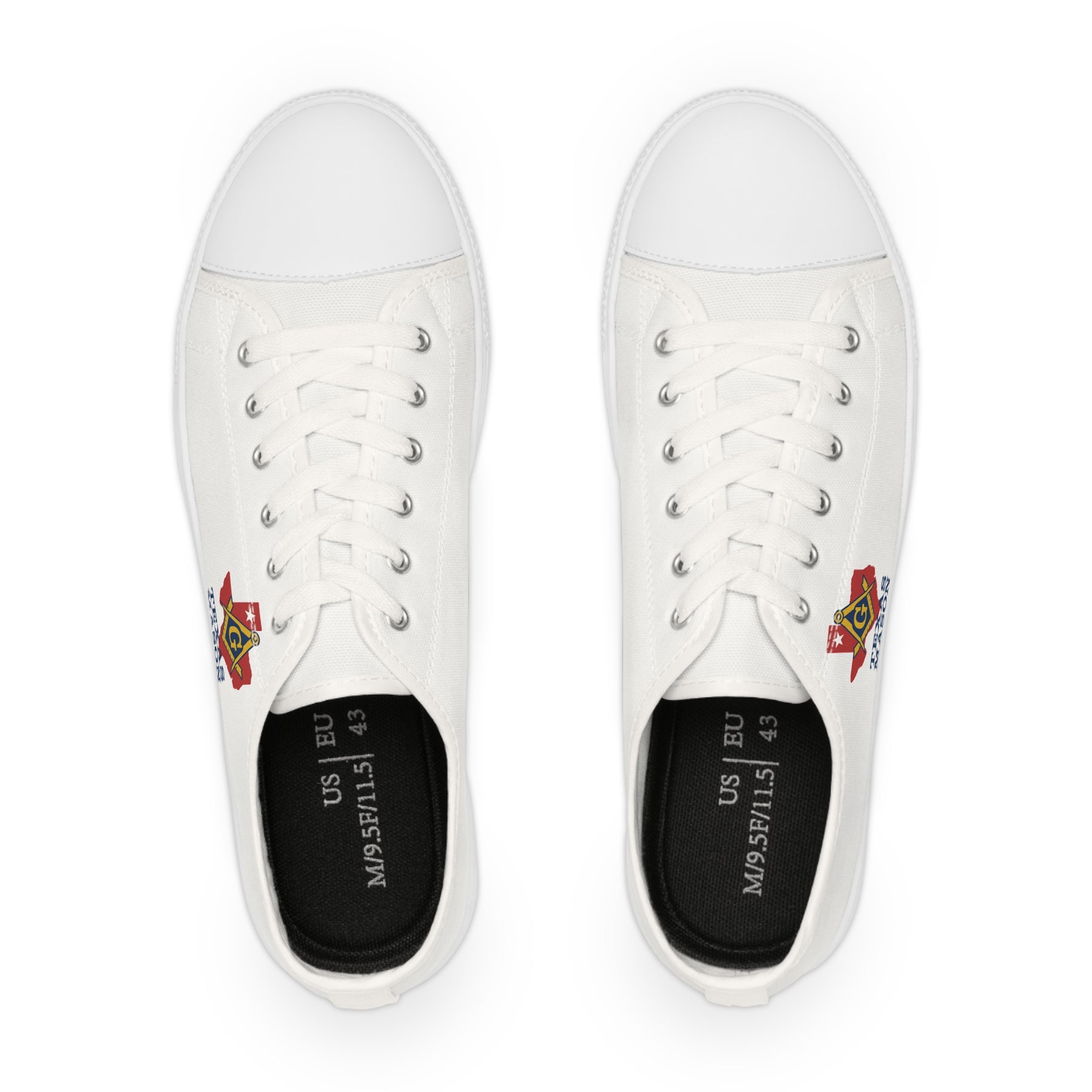 Master Mason Blue Lodge Sneaker - Low Top Sneaker Black & White Texas Mason - Bricks Masons