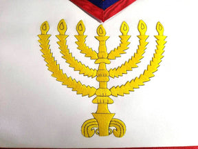 23rd Degree Scottish Rite Apron - White with Red & Blue Moire - Bricks Masons