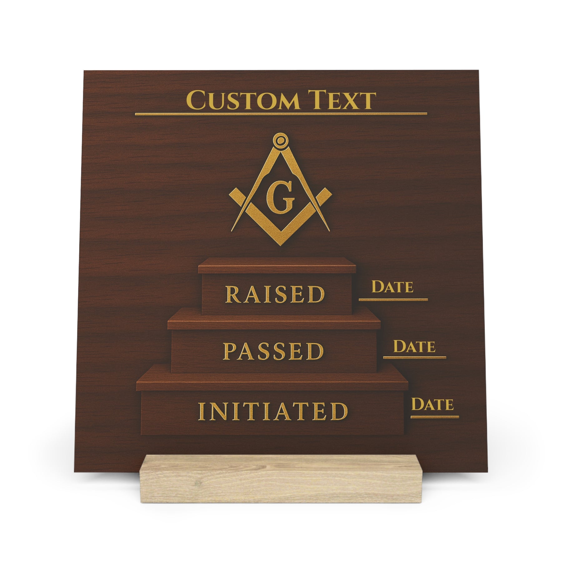 Master Mason Blue Lodge Plaque - S&C G on Milestone steps with Customization - Bricks Masons