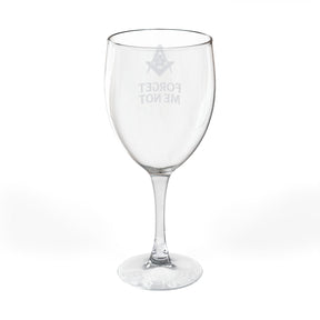 Master Mason Blue Lodge Wine Glass - Square & Compass Forget Me Not