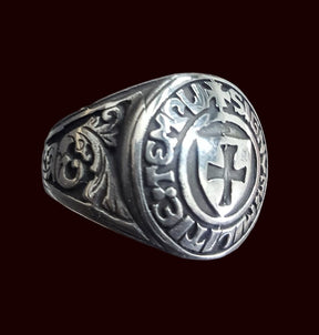 Knights Templar Ring Shield Silver 1.6 cm Art 280 - Bricks Masons