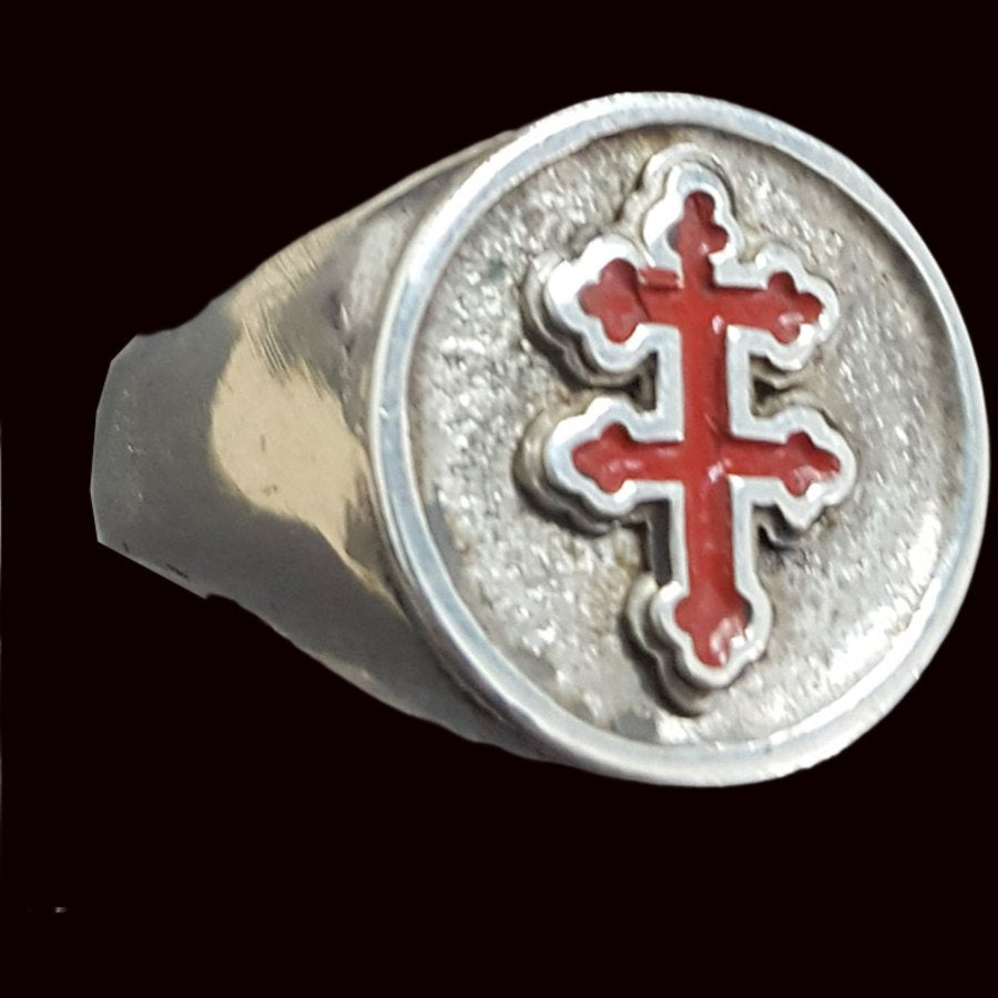 Templar Ring Cross of Lorraine in Silver 1.6 cm 9 g Art 284 - Bricks Masons