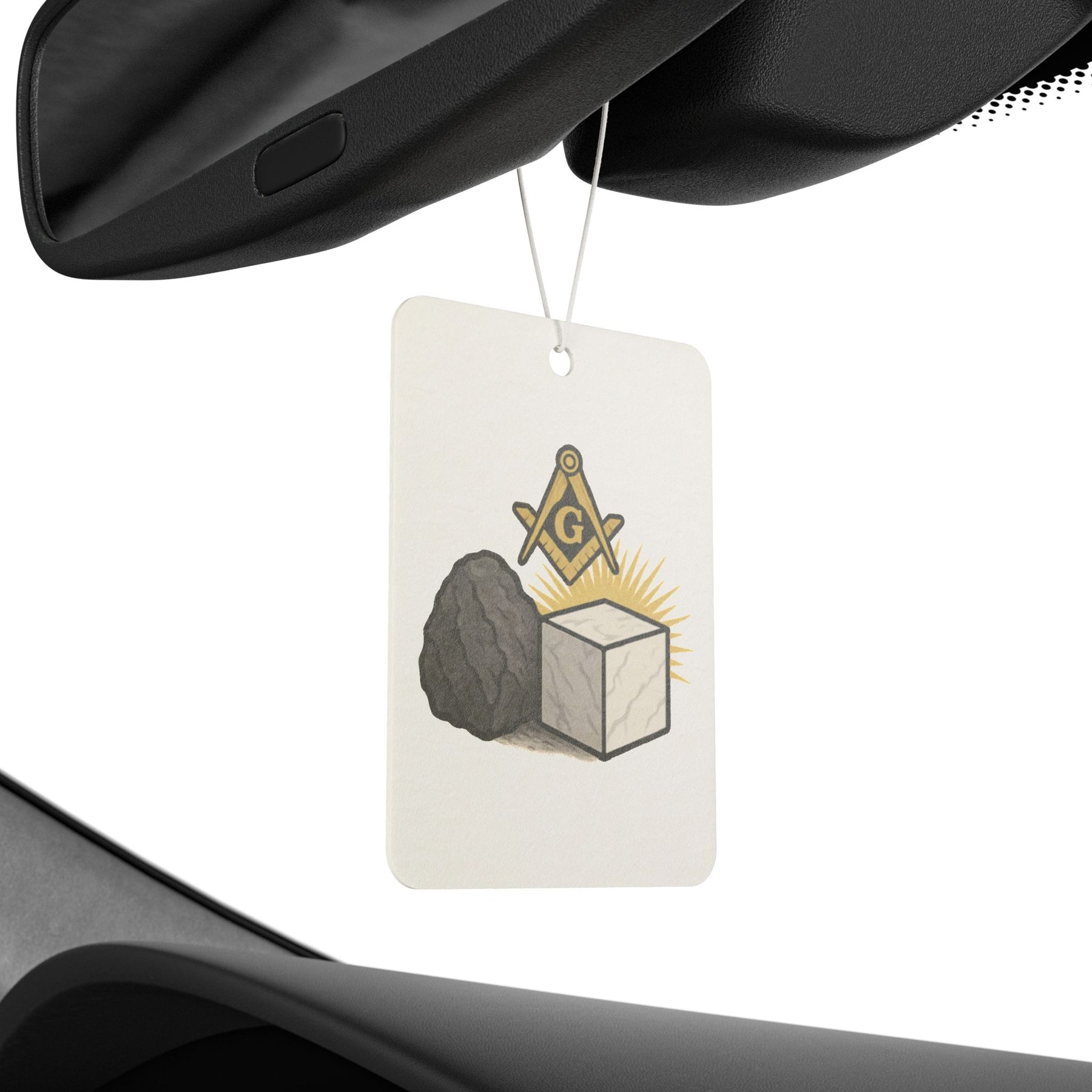 Master Mason Blue Lodge Car Air Freshener - Rough Ashlar & Perfect Ashlar Symbol - Bricks Masons