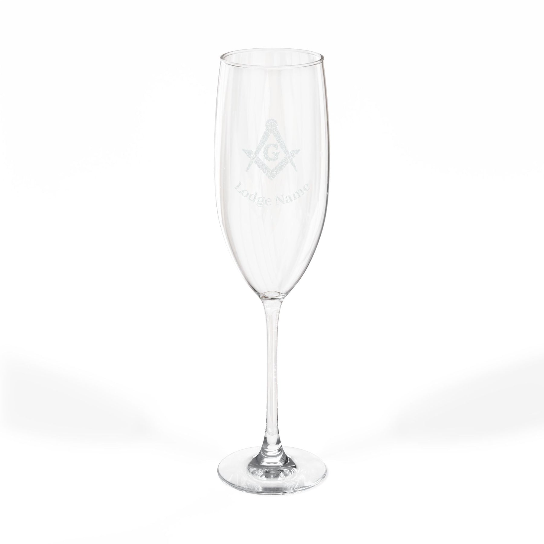 Master Mason Blue Lodge Champagne Flute - Square & Compass G with Personalization