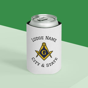 Master Mason Blue Lodge Can Cooler - Square & Compass with G Personalize Your Lodge - Bricks Masons