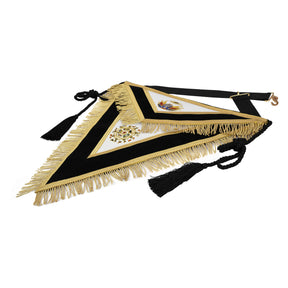 32nd Degree Scottish Rite Apron - Black Velvet Hand Embroidery With Tassels - Bricks Masons