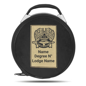 32nd Degree Scottish Rite Crown Cap Case - Double Eagle Machine Embroidery With Metal Plate - Bricks Masons