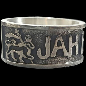 Ring Leon Judah Rastafari Jah Bless Silver 0.8 Cm Art 33 - Bricks Masons