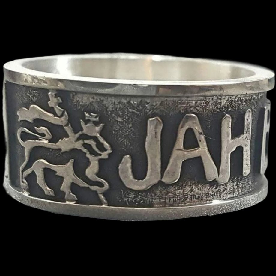Ring Leon Judah Rastafari Jah Bless Silver 0.8 Cm Art 33 - Bricks Masons