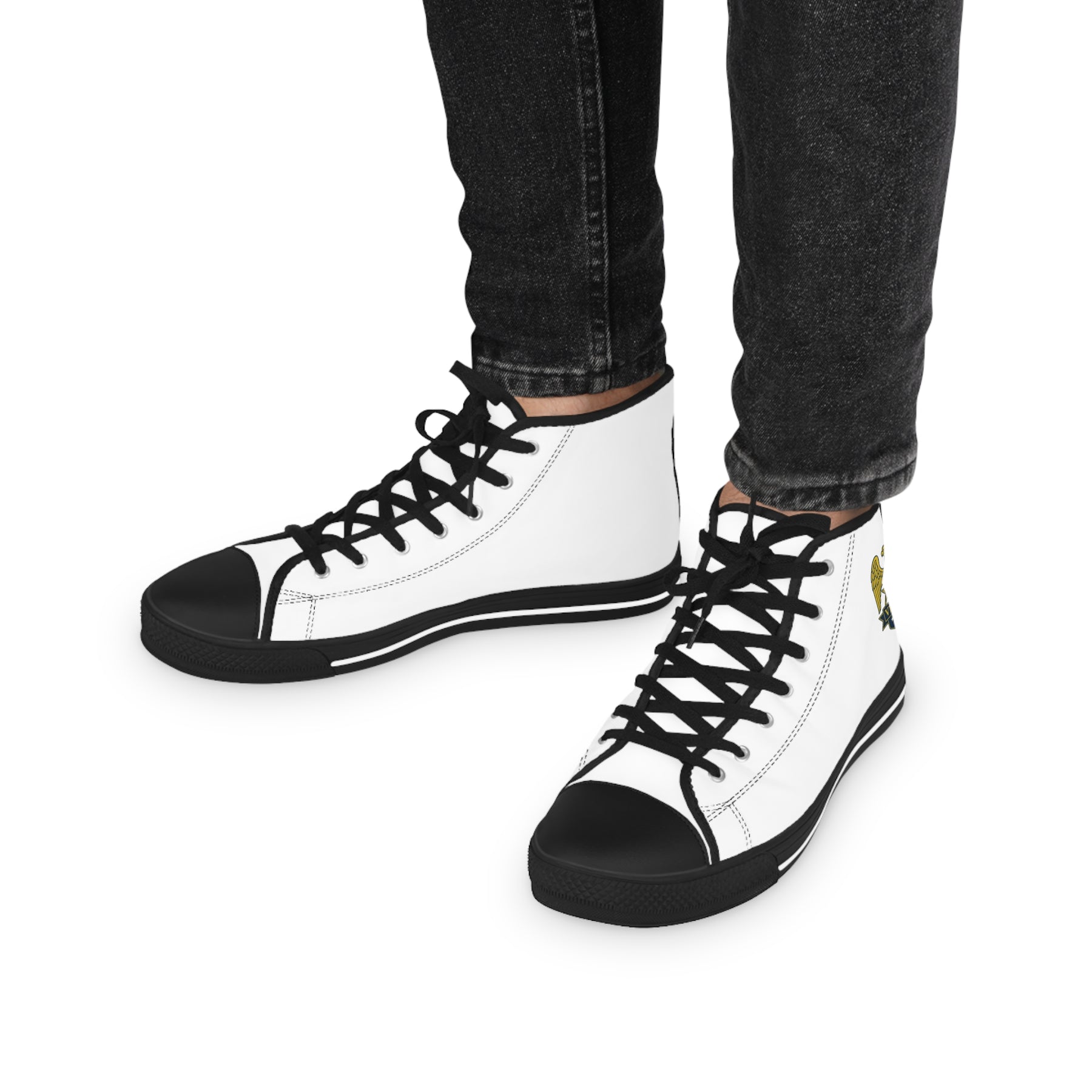 Master Mason Blue Lodge Sneaker - High Top Black & White Sole Veteran Mason - Bricks Masons