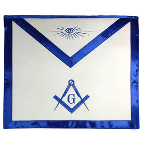 Master Mason Blue Lodge Apron - Blue Satin Square & Compass G