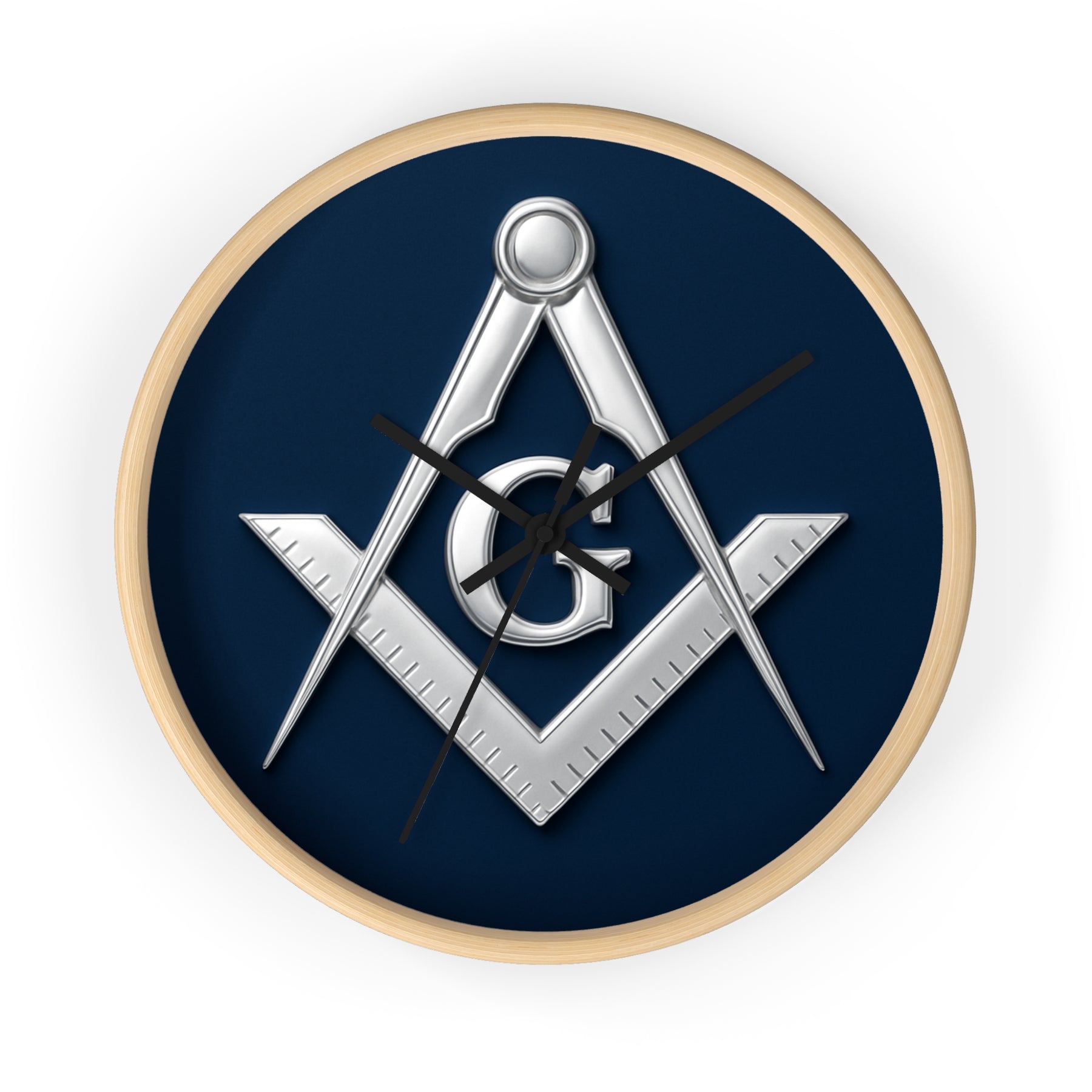 Master Mason Blue Lodge Clock - S&C G Emblem on Wood Frame - Bricks Masons