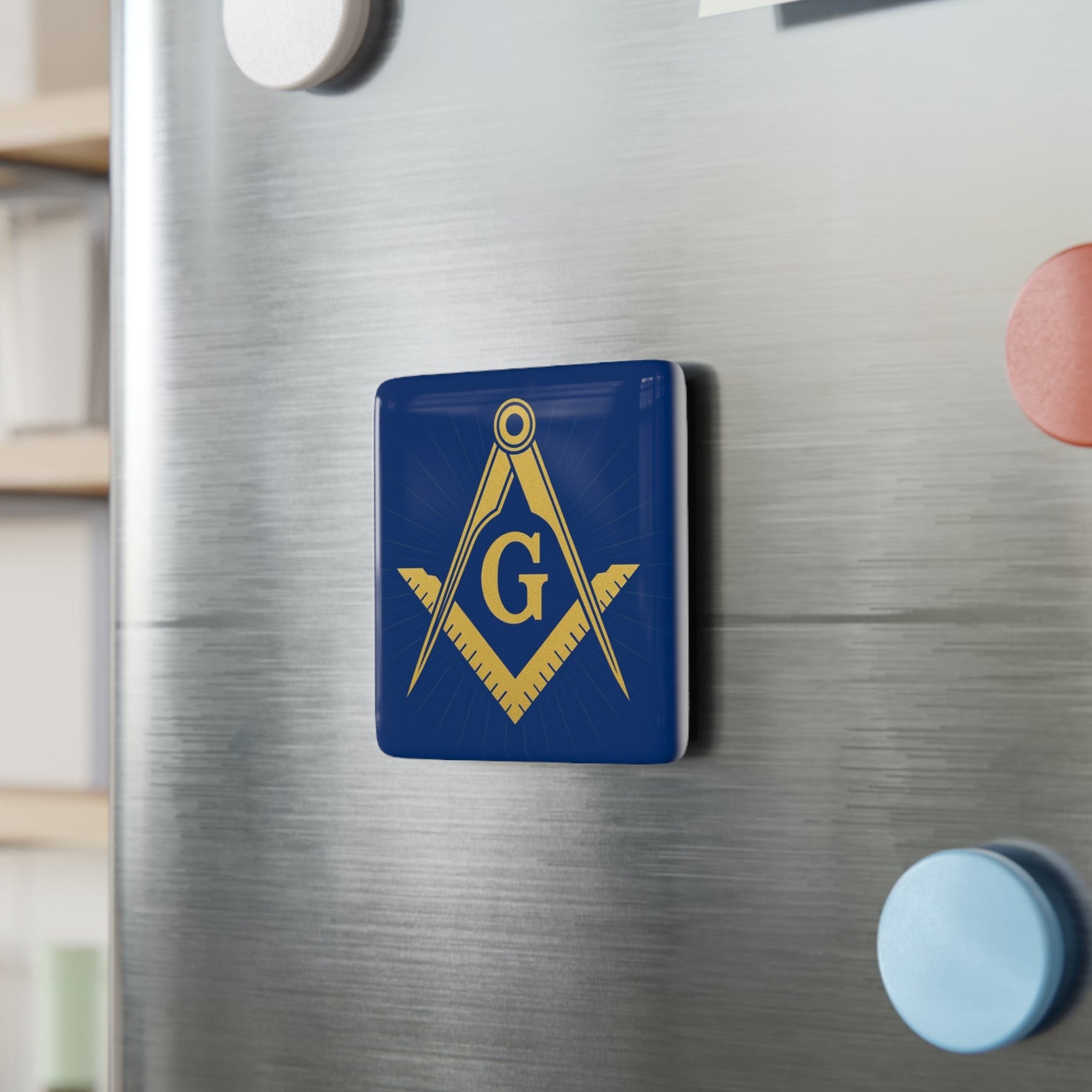 Master Mason Blue Lodge Magnet - Porcelain With Magnet - Bricks Masons