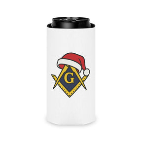 Master Mason Blue Lodge Can Cooler - Square & Compass G Christmas Edition - Bricks Masons
