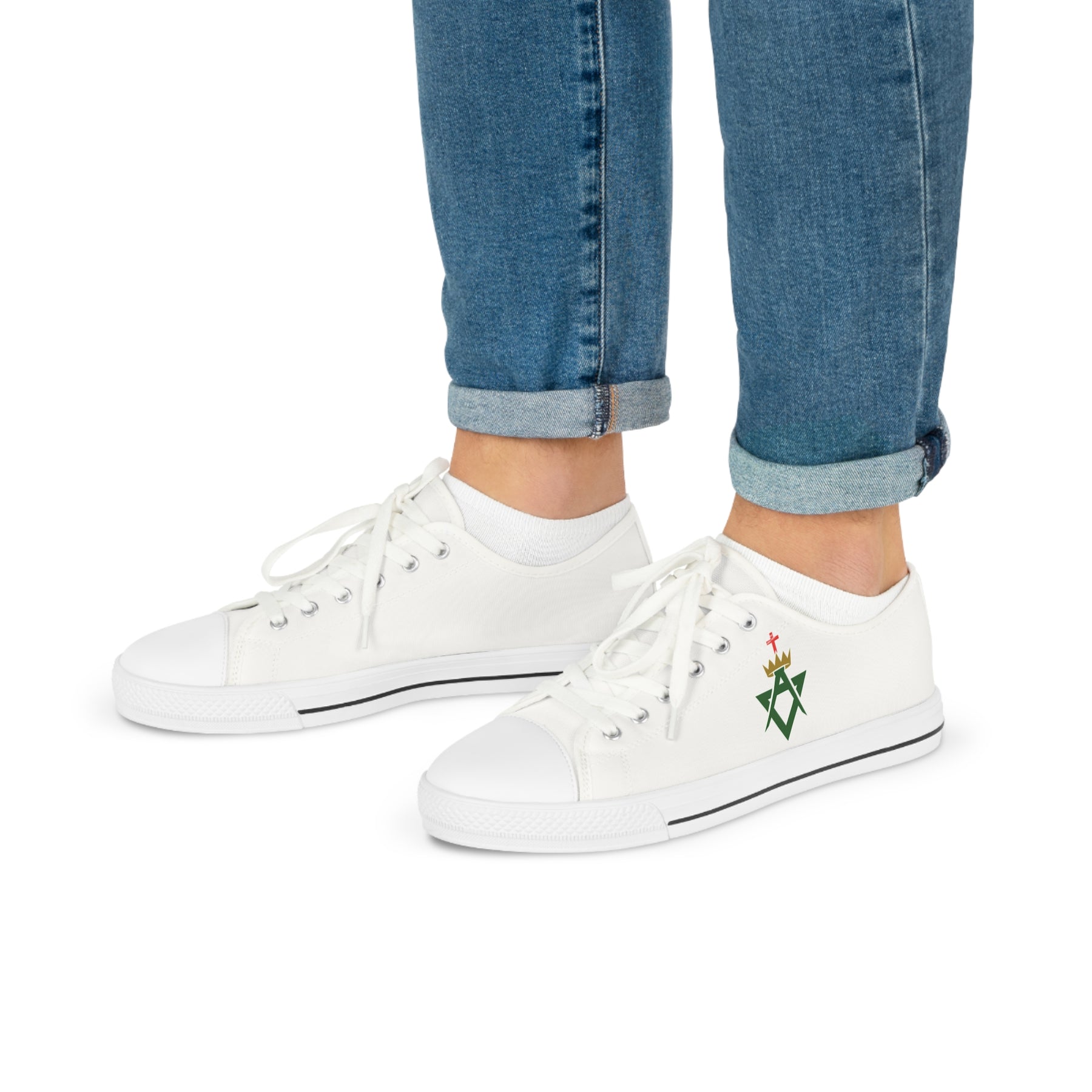 Allied Masonic Degrees Sneaker - Low Top Sneaker Black & White AMD Emblem - Bricks Masons