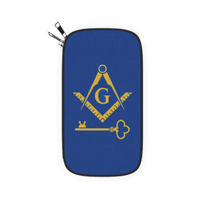 International Masons Passport Wallet - Blue & Yellow With Shoulder & Wrist Strap - Bricks Masons