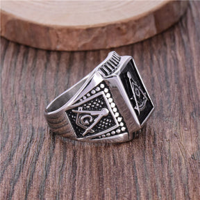 Past Master Blue Lodge Ring - Silver Titanium Steel - Bricks Masons