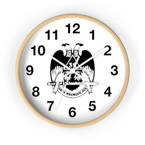 32nd Degree Scottish Rite Clock - Wings Down Wooden Frame