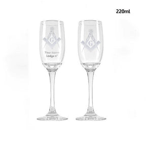 Master Mason Blue Lodge Champagne Flute - 2 Pieces Set