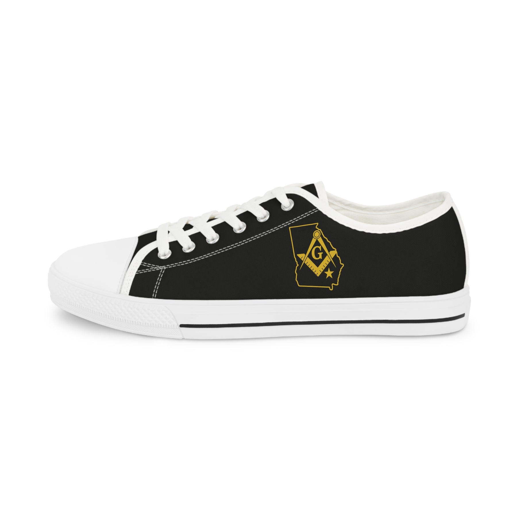 Master Mason Blue Lodge Sneaker - Low Top Sneaker Black & White Georgia Map Mason - Bricks Masons