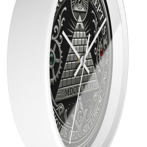 Master Mason Blue Lodge Clock - S&C with Pyramid & All Seeing Eye Latin Motto - Bricks Masons