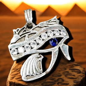 Horus Eye Pendant in Silver and Stones 3 x 2.5 cm 7 g Art 613 - Bricks Masons