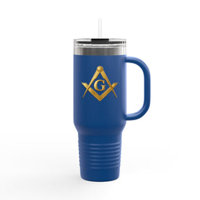 Vaso de cuello redondo de la Logia Azul de Maestro Masón - Emblema G de la Escuadra y el Compás Dorados