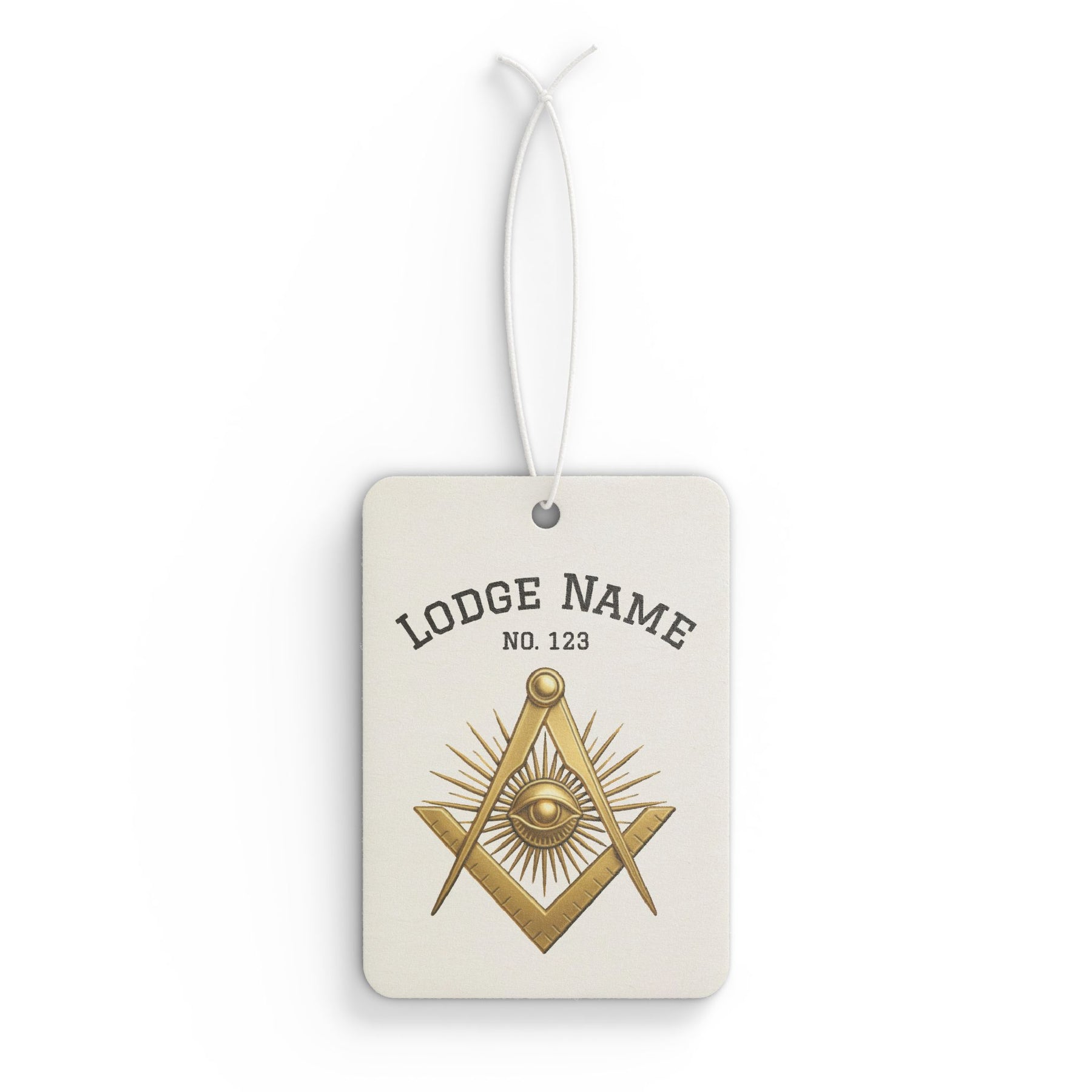 Master Mason Blue Lodge Car Air Freshener - Square Compass & Eye With Customization - Bricks Masons