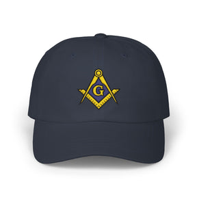 Master Mason Blue Lodge Baseball Cap - Gold & Blue Embroidered Square & Compass G - Bricks Masons